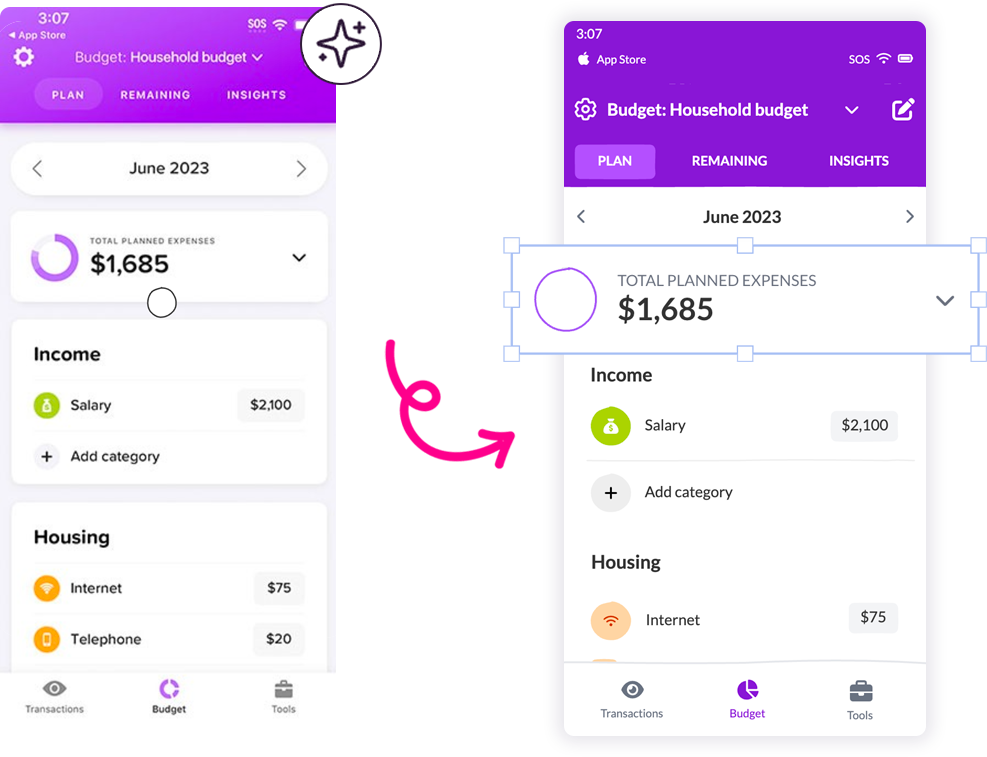 Example of converting a screenshot into an editable wireframe using Balsamiq AI