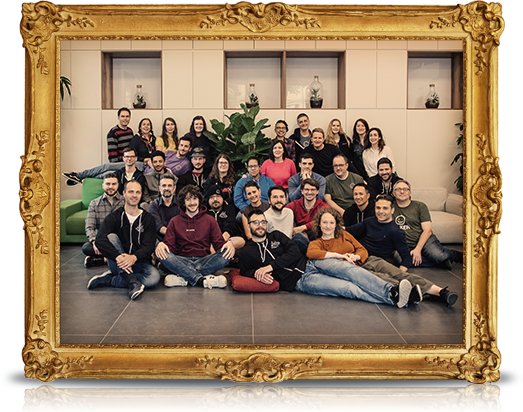 A group photo of our employees from a recent company retreat