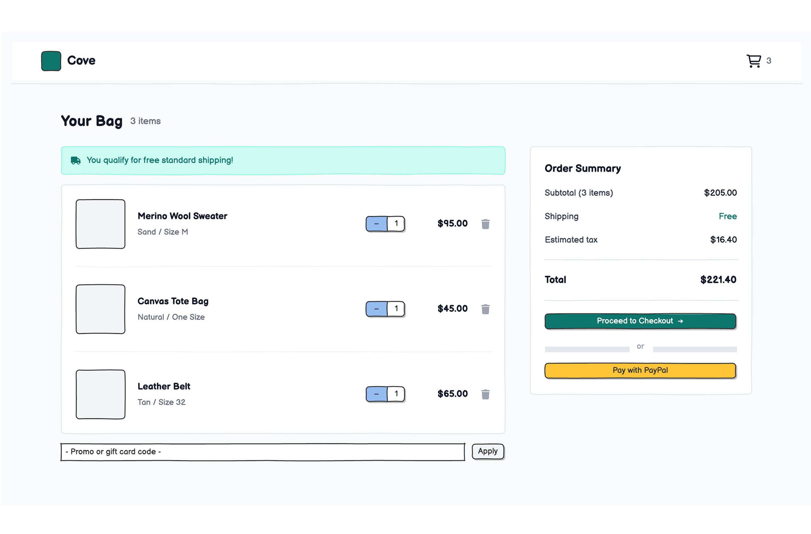 Cart preview
