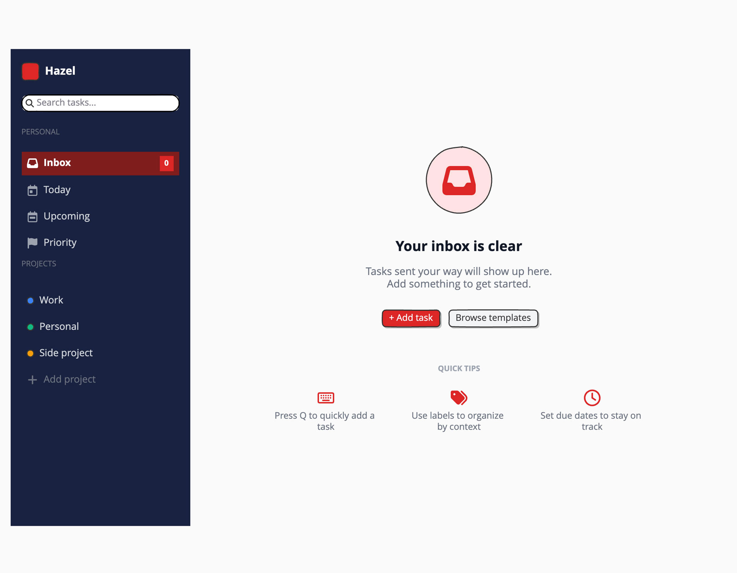 Clear inbox preview