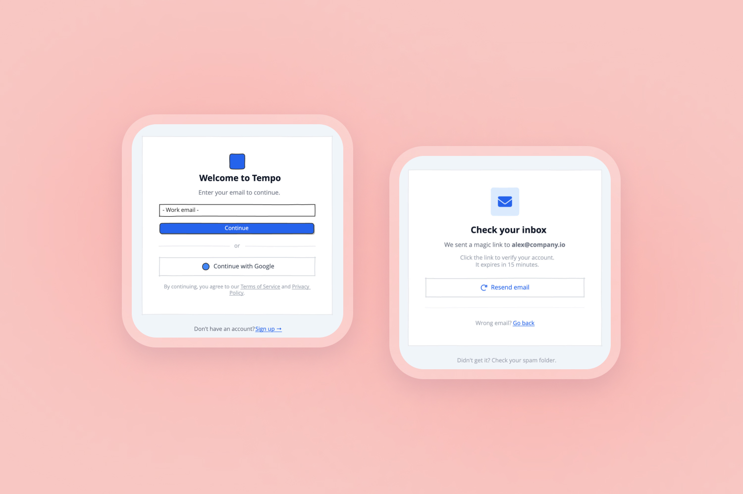 Sign-up / Login flow example preview