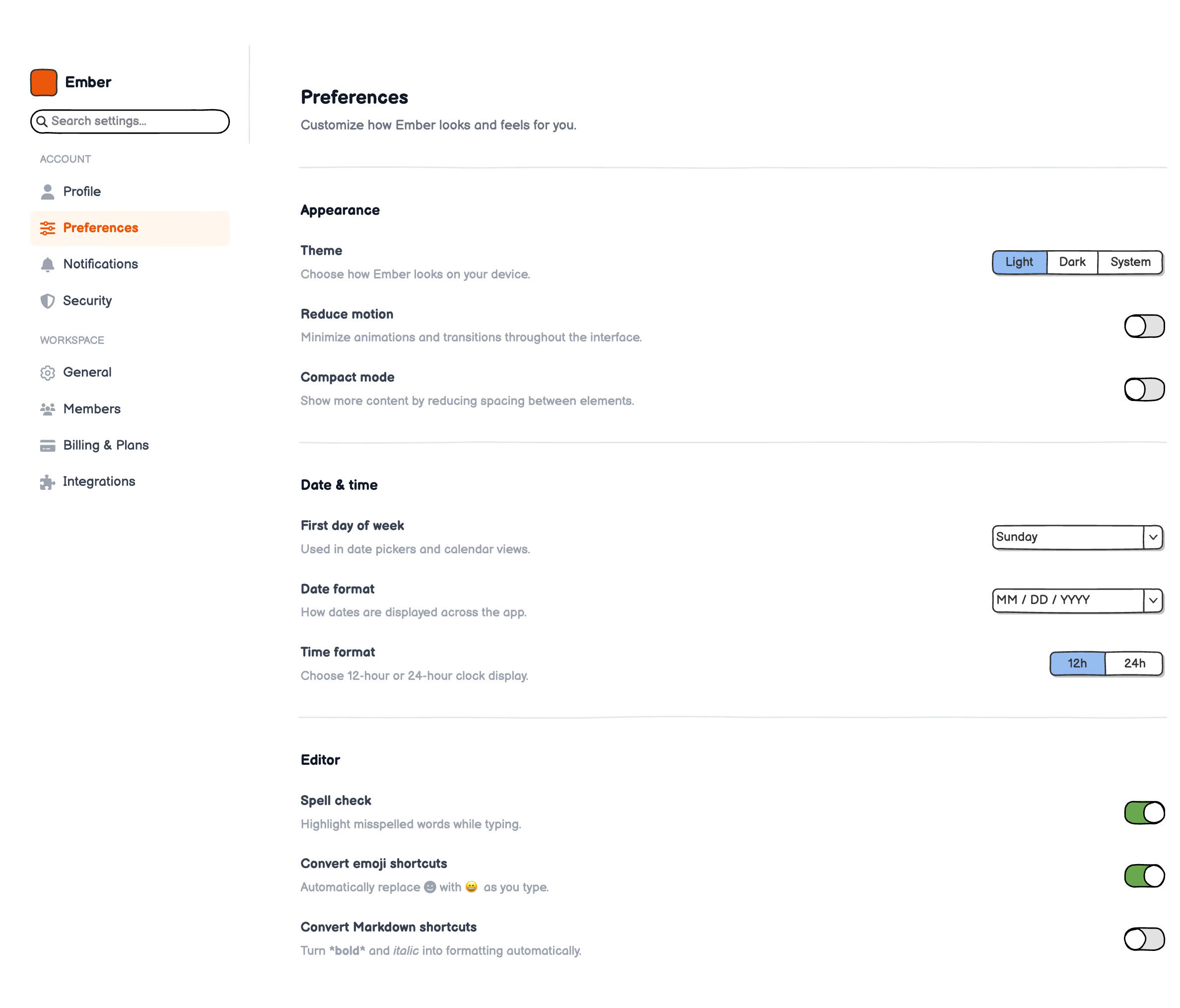 Preferences preview