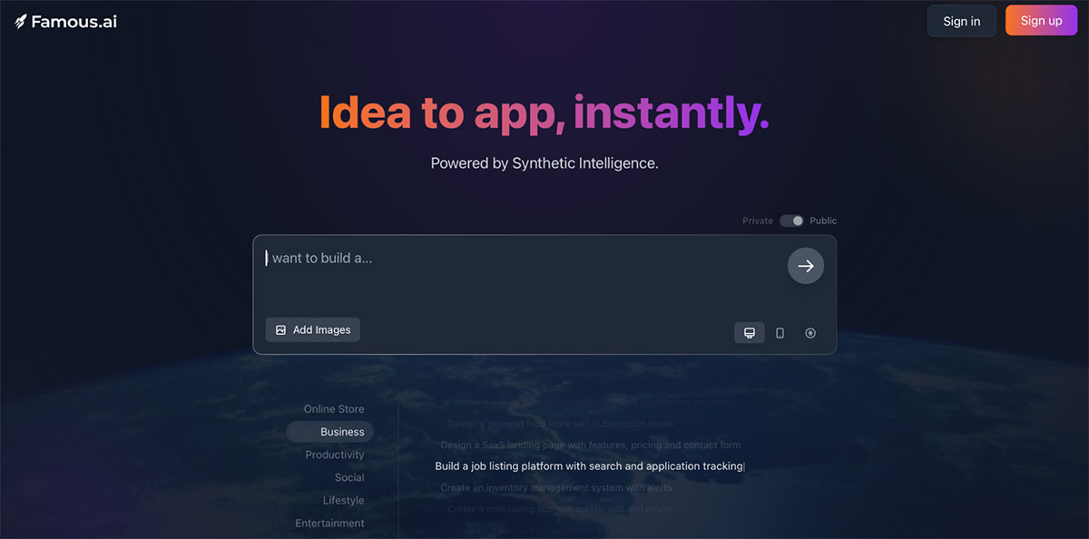 Famous AI home page