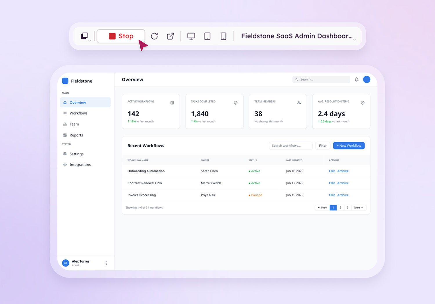 Clickable prototype flow embedded in Confluence