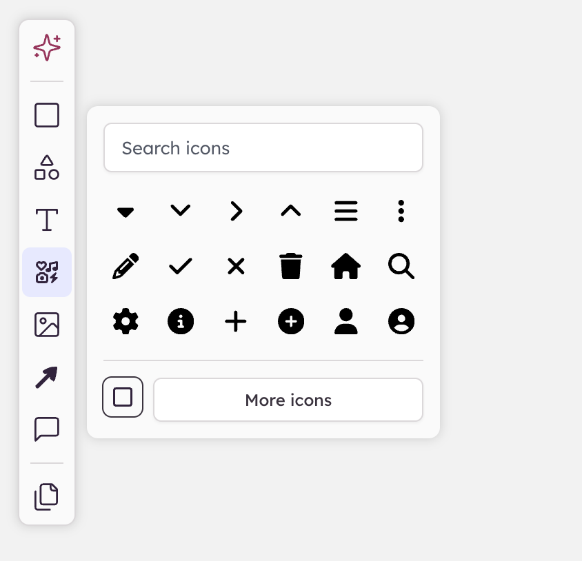 Icons filter in the UI elements panel